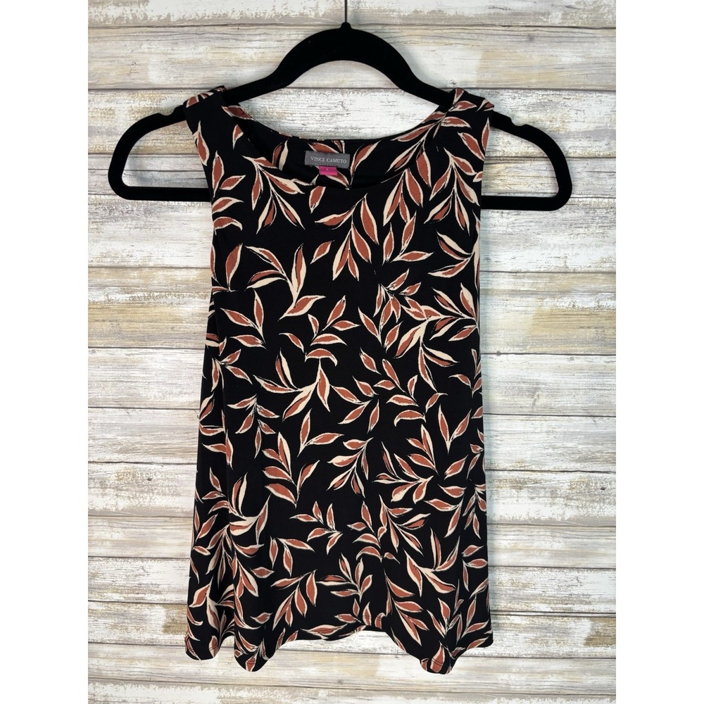Vince Camuto Women's Sleeveless Floral Tank Top Black Rust